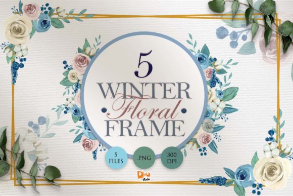 Embrace the Winter Elegance with 5 Winter Floral Watercolor Frames
