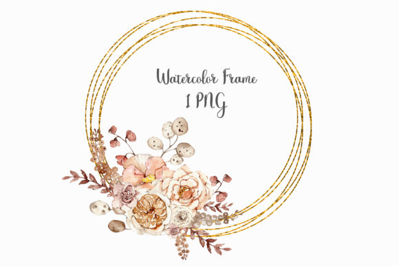 Enhance Your Designs with Watercolor Golden Floral Frame